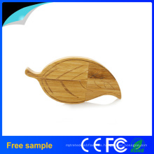 Hoja popular forma de madera USB Flash Drive